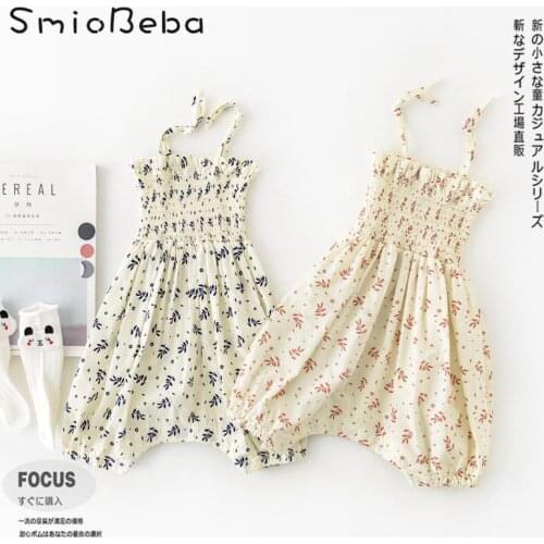 Summer Korean Baby Girls Rompers Newborn Short Climbing Leaf Print Cool Sling Bag Holiday Wear Bodysuit Jumpsuit Toddler Costume