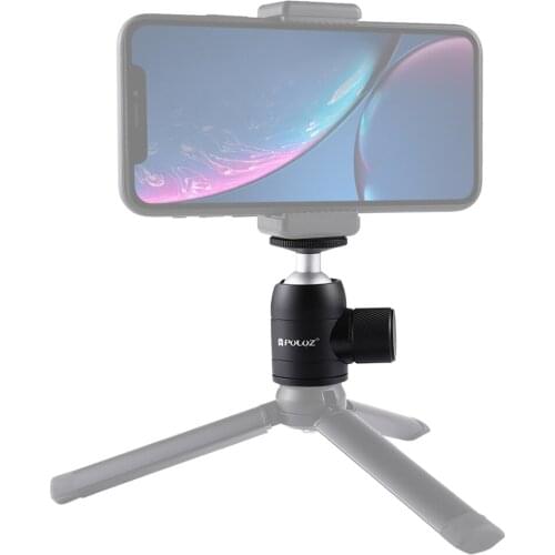 Mini Tripod Ball Head Adapter Ballhead Mount Alloy With 1/4 Holes for DSLR Camera Camcorder Cell Phone Monopod Mic Boom Pole