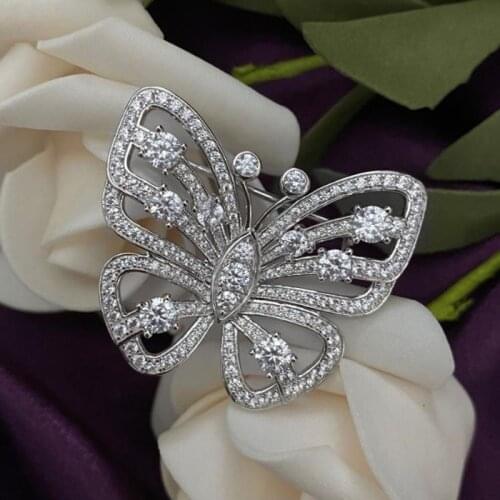Designer Fashion 925 Sterling Silver Jewelry 5A Cubic Zirconia Party Brooch