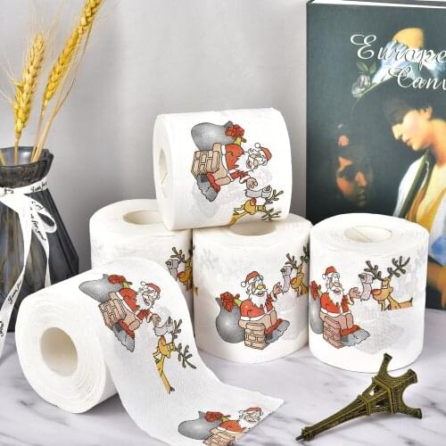 New Year Gifts 22m/Roll Santa Claus Reindeer Christmas Toilet Paper Christmas Decorations for Home Natale Noel Navidad 2020