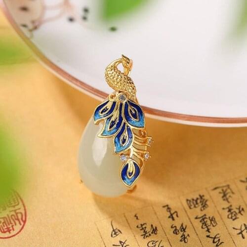 Retro Elegant Phoenix Womens Sweater Chain Pendant New S925 Sterling Silver Gilding Hetian Jade Fidelity Jade