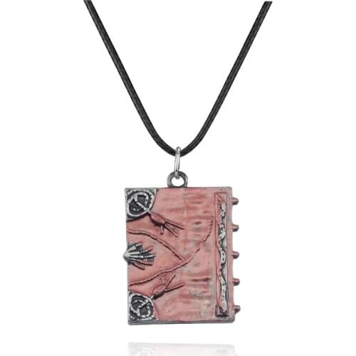 Movie Hocus Pocus 3D Spell Book Necklace Pendants Witches Sanderson Sisters Magic Book Double Sided Pendant Choker for Women Kid