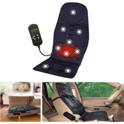 12V Car Seat Heat Massage Back Chair Cushion Pad Lumbar Neck Shoulder Massager 8 Kinds Massage mode Time Adjustable