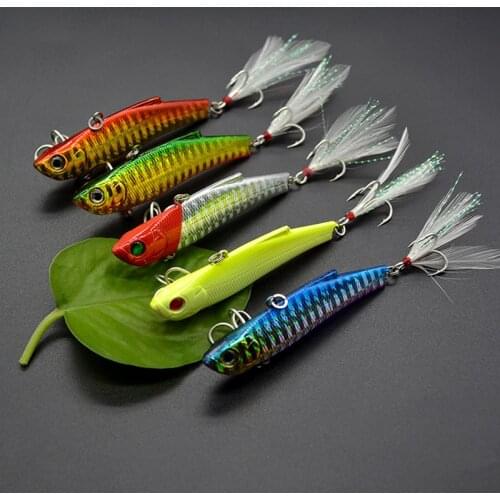 7cm 18g Long Shot Hard Metal Vib Blade Lure with Feather Sinking Vibration Baits Artificial Vibe for Bass Pike Perch Fishing