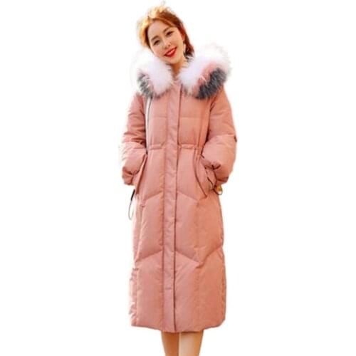 Plus Size X-long Winter Down Jacket Women 2021 Hooded Solid Casual Womens Down Coat With Fur Collar Solid Thick Overcoat Female