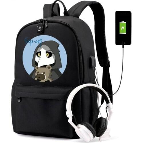 Anime SCP Backpack SCP049 School Bag Students Bookbag Cartoon Gamer Fans Shoulder Bag Work Leisure Fashion Bags