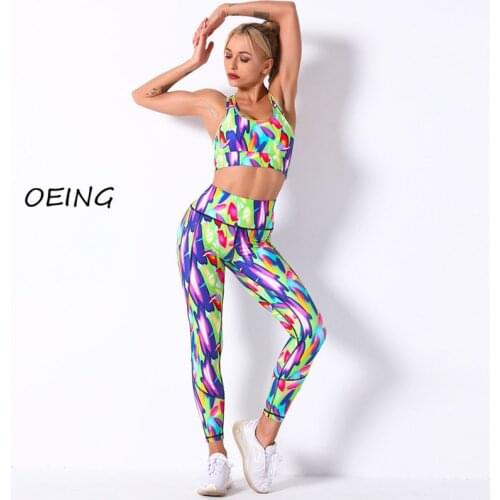 Print Sexy Workout Clothes for Women 2021 Yoga Sets Women Gym Clothes 2 Piece Sets Womens Leggings