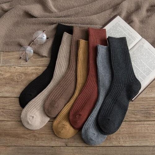 Wool Socks Women Winter Warm 7 Pairs Pack 2020 New High Quality Harajuku Solid Gifts Socks Stripe Casual Calcetines korea Sox H