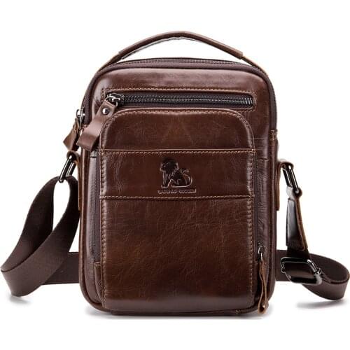 100% Genuine Cow Leather Messenger Bags Vintage Crossbody Bag For Men Shoulder Bag Male Small Flap Business Top-handle Handbags