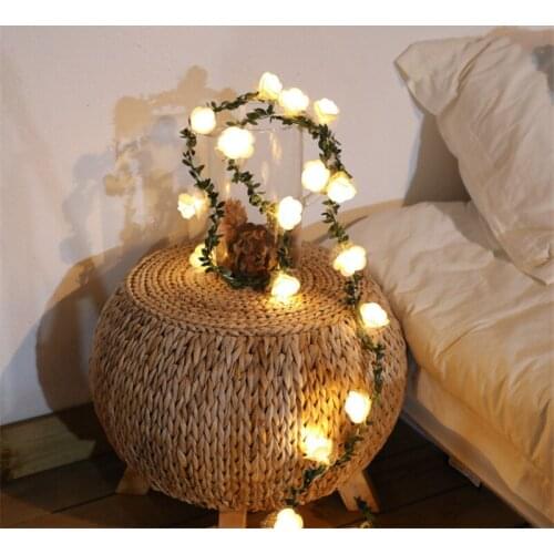 Artificial Flower Led Fairy String Lights Garland Christmas Decorations for Home Room New Year 2022 Navidad Wedding DIY Decor