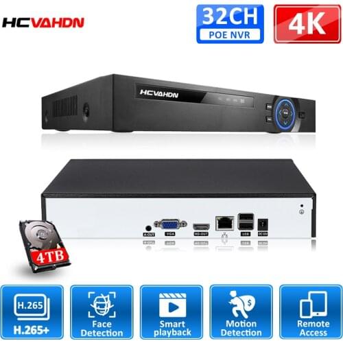 HCVAHDN H.265 Max 4K Output CCTV NVR 32CH 8MP Security Video Recorder Motion Detection ONVIF P2P CCTV NVR Face Detection