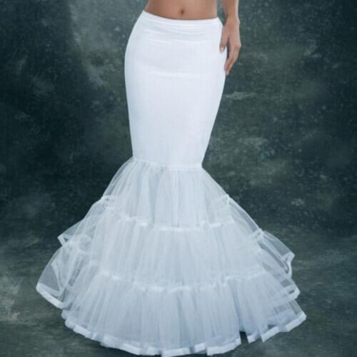 E JUE SHUNG White Mermaid Petticoat For Wedding Dress Bridal Petticoats Crinoline Slip Underskirt Jupon Mariage