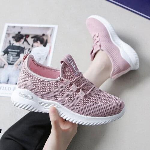 Running Shoes for Women Sneakers Flying Woven Mesh Sports Female Students Shoes Version All-match Breathable Mesh Trendy Shose