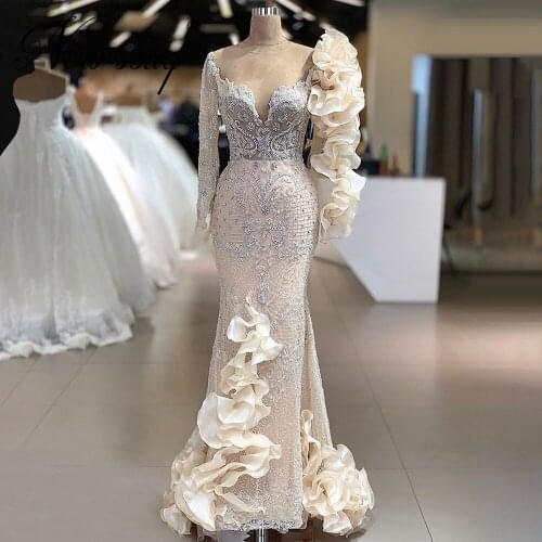 Elegantes Crystals Formal Evening Dresses Long Mermaid Beading Prom Dress Saudi Arabia Woman Party Night Vestidos Abendkleider