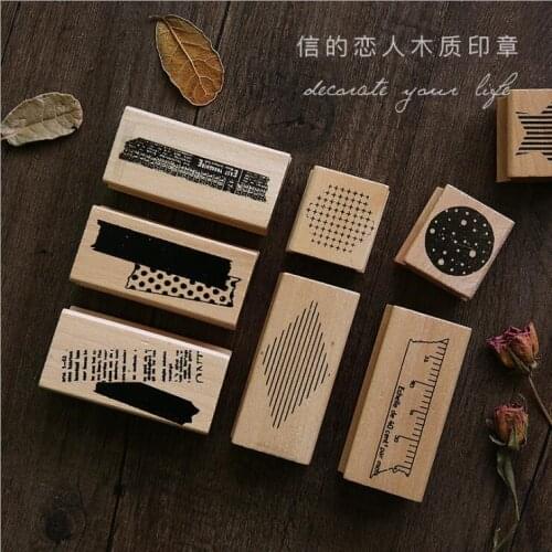 1 Pcs Vintage Basic Decoration Series Wooden Rubber Stamps for DIY Scrapbooking Stationery Scrapbooking Standard Stamp