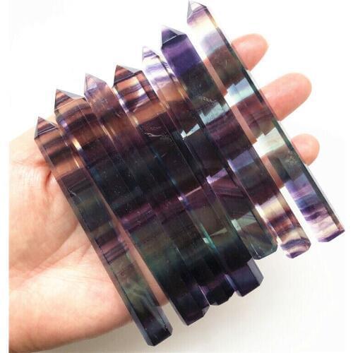 1 Piece Natural Rainbow Fluorite Obelisk Quartz Crystal Reiki Wand Tower Point Healing Natural Quartz Crystals 90-110mm