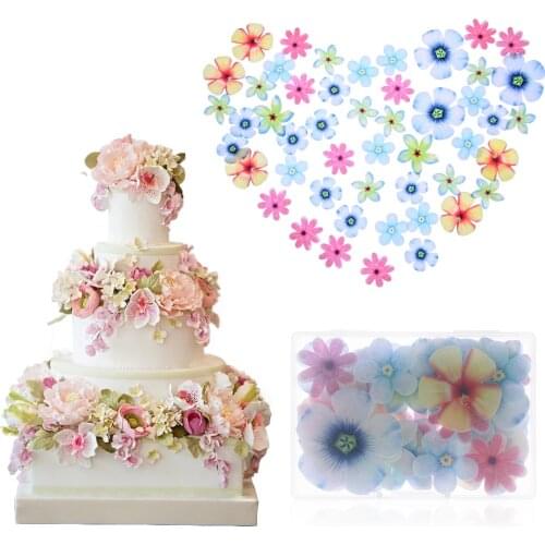 1 Pack Edible Flowers&Butterfly Cupcake Topper Glutinous Rice Paper Water Wedding Party Cake Decoration Bakeware Cake Decor Tool