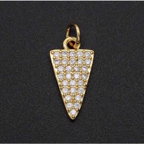 16x9 CZ Zircon DIY Jewelry Geometric Triangle Charm Pendant Wholesale Bracelet Making Charm Jewellwery Finding Supplies