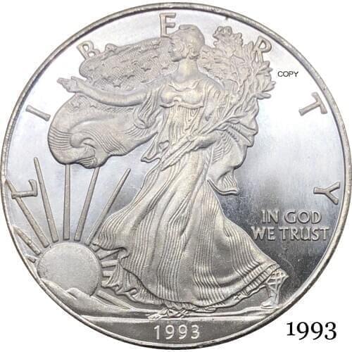 United States America 1993 In God We Trust 1 OZ Fine Silver Bullion Eagles One Dollar Silver Plated Copy Commemorative Coin