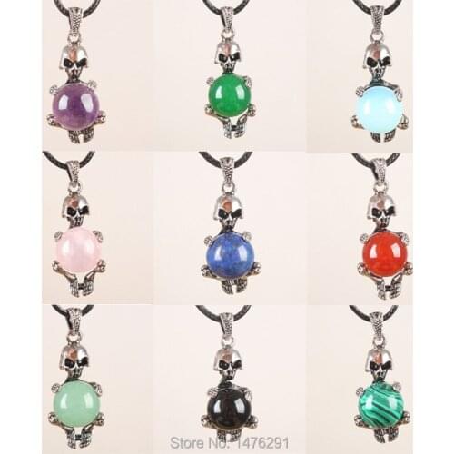 20 Colors Mix-Crystal Stone Bling Zinc Alloy Skull Skeleton Pendant 1PCS
