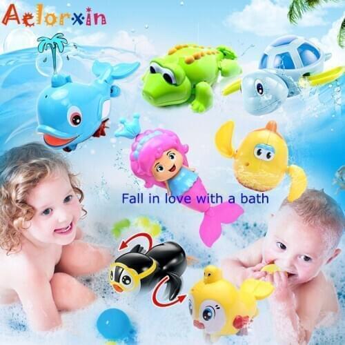 2018 Baby Bath Toys Cute Cartoon Animal Tortoise Toy In The Bath Infant Swim Chain Clockwork Classic Kid Educational Toys