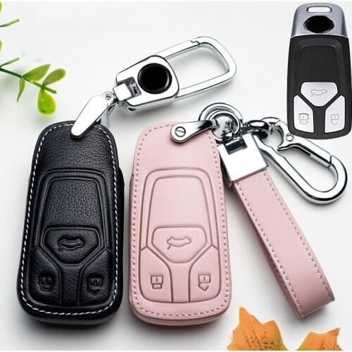 2020 Leather Car Key Cover Case for Audi A6 A5 Q7 S4 S5 A4 B9 Q7 A4L 4m TT TTS RS 8S 2016-2019 Car Remote Protect Shell Covers