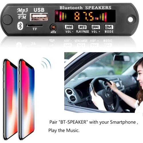 3.5mm AUX Bluetooth 5.0 MP3 Player Decoder Board Module Wireless Audio Receiver Handsfree With Mic support TF card FM Radio Kit
