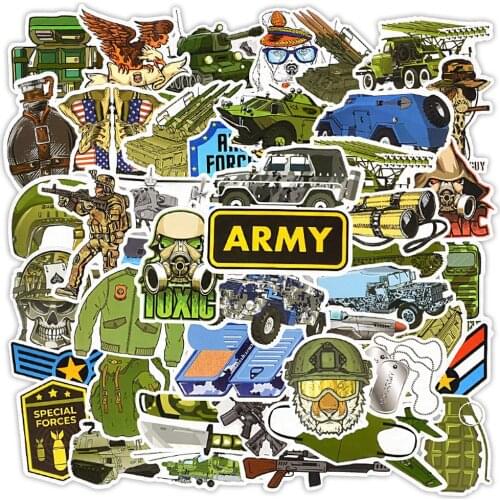 50pcs /Lot Army Military Stickers For Car Styling Bike Motorcycle Phone Laptop Travel Luggage Cool Funny Sticker