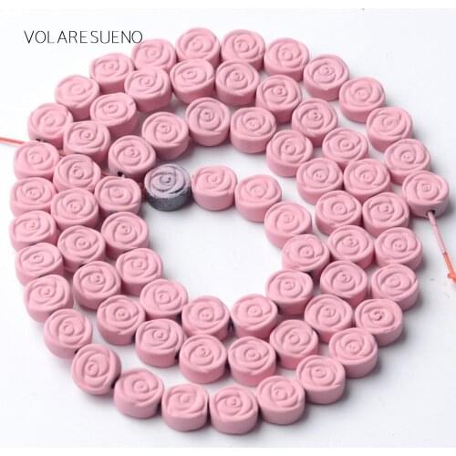 6mm Pink Hematite Matte Stone Natural Stone Rubber Round Petal Beads For Jewelry Making Space Loose Beads Diy Bracelet Strand15"