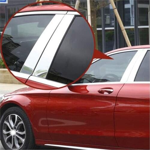 6pcs Polished Aluminum Alloy B C Window Pillar Post Trim Kit Cover Trim Accessory For Mercedes Benz W205 C Class 2015-2018