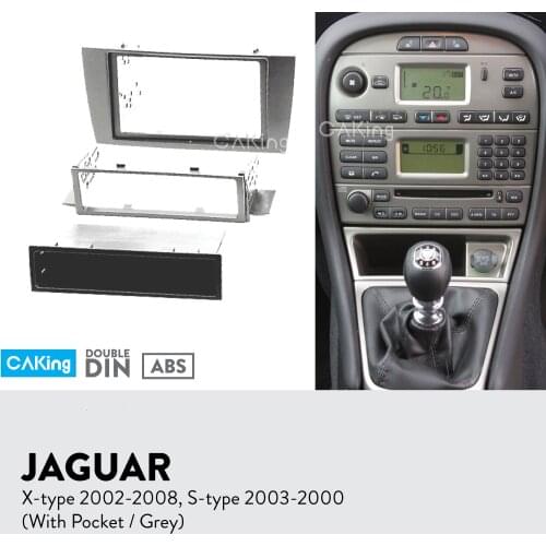 Car Fascia Radio Panel for JAGUAR X-type 2002-2008, S-type 2003-2008 (Grey) Dash Kit Facia Plate Adapter Cover Bezel Console