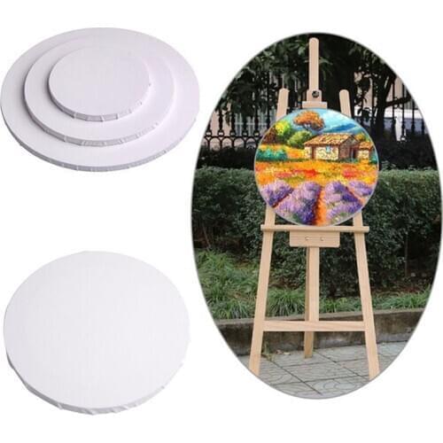 White Blank Panels Round Canvas Board Wooden Frame Art Artist Painting Crafts