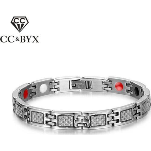 CC High Quality Bracelets For Men Carbon Fibre Magnet Titanium Steel Bangles Trendy Jewelry Bracelet Drop Shipping SBRM-034