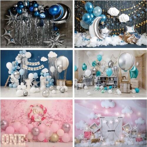 Cement Wall Balloons Baby Portrait Happy Birthday Party Photography Backdrops Boy Girl Photozone Background Photo Studio