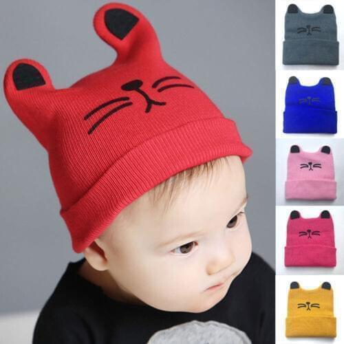 Baby Girls Boys Cartoon Cute Hats Winter Autumn Warm 3D Ear Beanies Caps Infant Newborn Soft Cotton Knitted Ribbed Hats 0-2Y