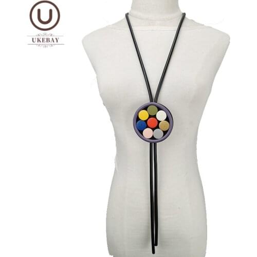 UKEBAY Long Pendant Necklaces Women Rubber Necklace Wooden Accessories Jewelry Statement Chain For Party Festival Gifts Necklace