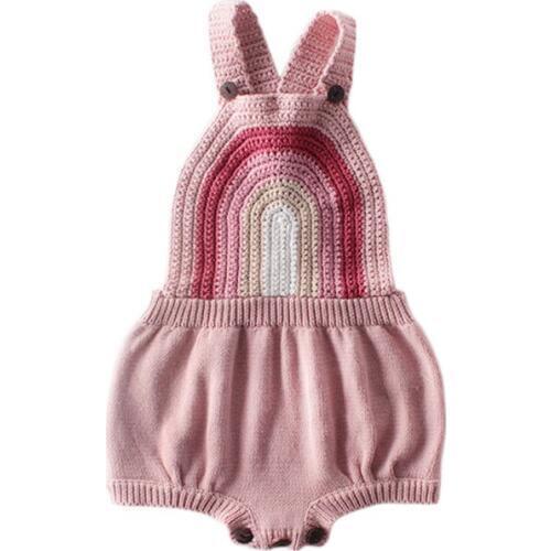 Newborn Baby Girl Boy Romper Baby Girl Clothes Knitted Baby Clothes Sleeveless Rainbow Infant Baby Jumpsuit For Girl Overalls