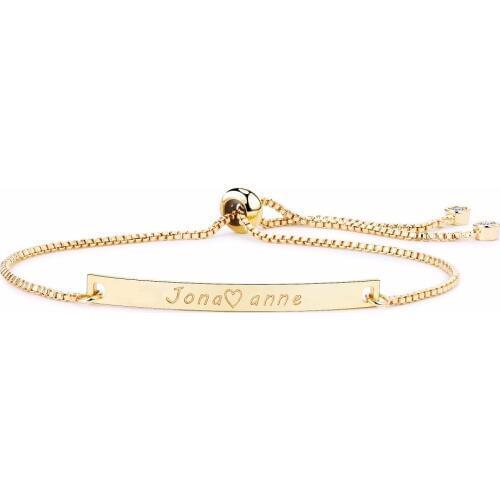 Duoying New Arrival 40*4 mm Custom Name Bracelets Personalized Engraved Bracelets Adjustable Slider Clasp Bracelet Xmas Gift