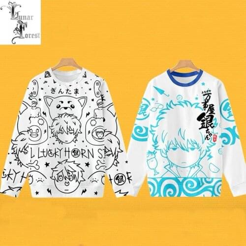 Gintama Gin San 3D Printing T-shirt Fashion Round Neck Long Sleeve Popular Japanese Anime Streetwear Plus Size