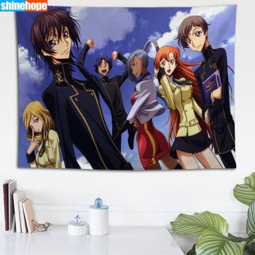 Custom Code Geass Tapestry Eco-Friendly HD Print Background Cloth Bedroom Wall Hanging Tapestries Decor Washable Not Fade