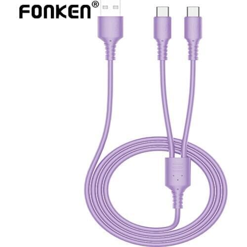 FONKEN 2 In 1 USB Cable Liquid Silicone Charge Cable Mobile Phone Charging Cord Micro USB Silicon Cable Type C Charger Android