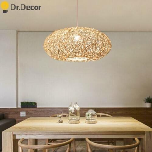Chinese Bamboo Rattan Pendant Lights Lighting Dinning Room Kitchen Restaurant Hanging Lamp Indoor Lighting Deco LED Pendant Lamp