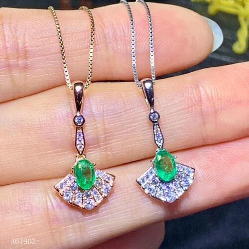 KJJEAXCMY boutique jewelry 925 pure silver inlaid natural emerald womens luxury Pendant Necklace support test