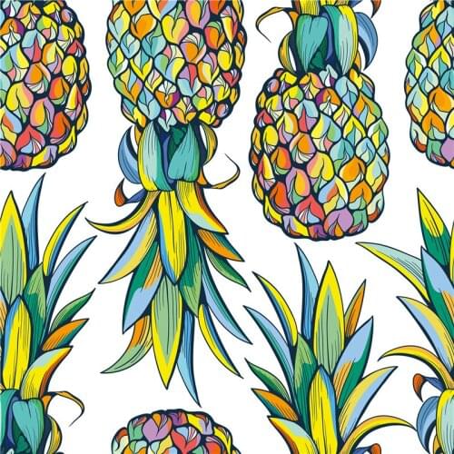 Spandex swimsuit bikini fabric fruit flower pattern pineapple custom printed cloth sewing patchwork KK4