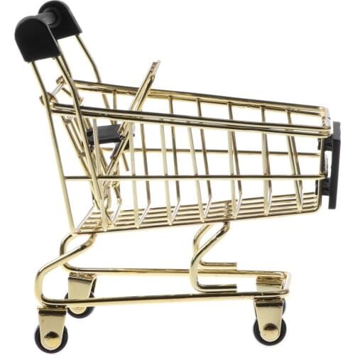 Mini Metal Supermarket Shopping Cart Utility Storage Trolley Kids Pretend Play Toy kids Role Play Toys