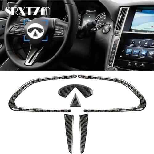 Steering Wheel Decoration Stickers kit For Infiniti Q50 Q60 2013 2014 2015 2016 2017 2018 2019 Interior Accessory Carbon Fiber