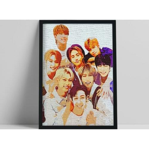 Korean Star Wall Art, Stray Kids Cool Boys Portrait Poster, Skz Korean Eight-Man Boy Band Wall Painting, Music Fans Collect Gift