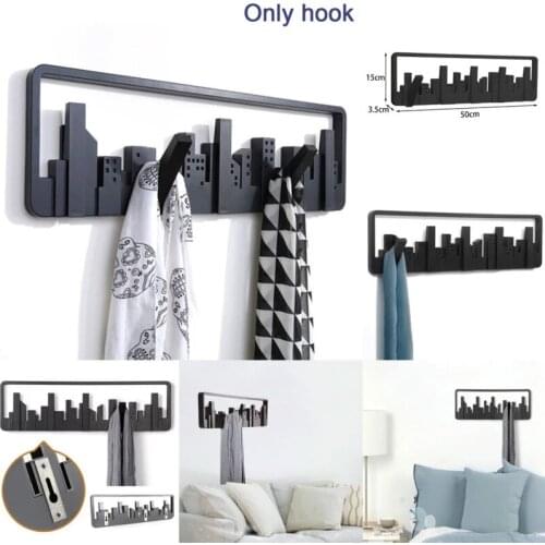 Wall Hanger Mount Hooks City Building Multi-group Horizon Piano Style Coat Hook Durable Cityscape Art Clothes Hanger Decor Rack