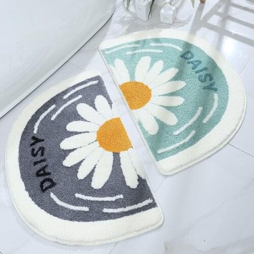 Round Daisy Cheaper Absorbent Bath Mat Toilet Non-Slip Entrance Doormat Plush Balcony Carpet for Living Room Floor Rugs 45x75cm