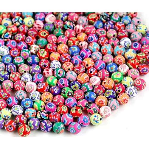 New Style Round Shape 8mm Assorted Colors Polymer Clay Ceramic Spacer Loose Beads For Jewelry CN-FM658-99